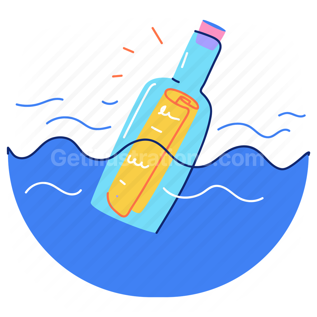 message, bottle, paper, glass, sea, ocean, communication